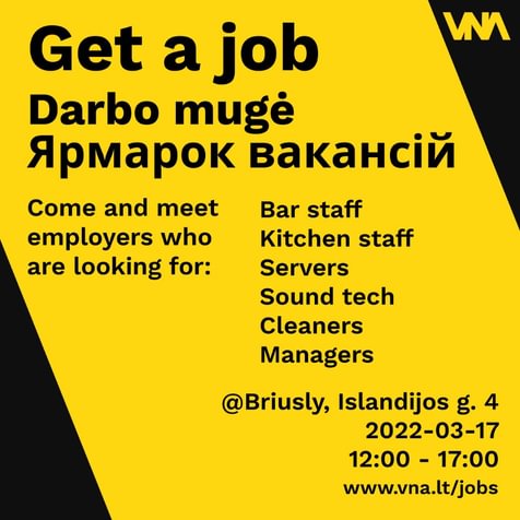 Find work in the hospitality industry in VIlnius